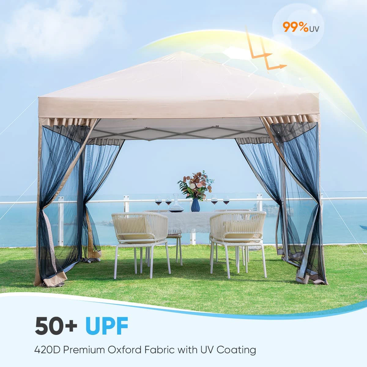 10'x10' Pop-up-Zelt mit Netzgerät, Outdoor Instant Portable Pavillon