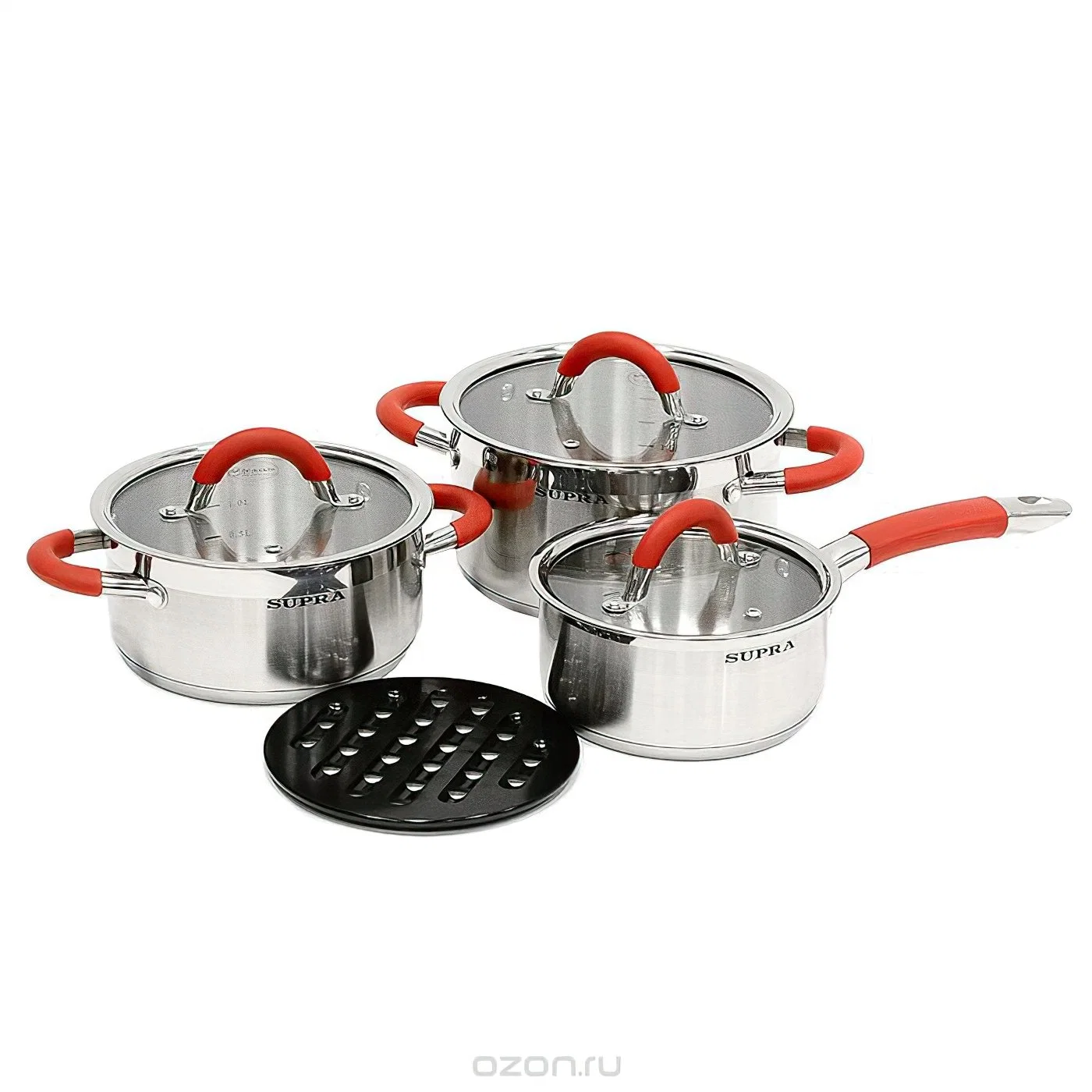 CONJUNTO DE 6 RECIPIENTES de aço inoxidável - panela para sopa de cozinha com pega de silicone e panelas sem braço incluídas, com tampa de vidro plano, compatível com indução