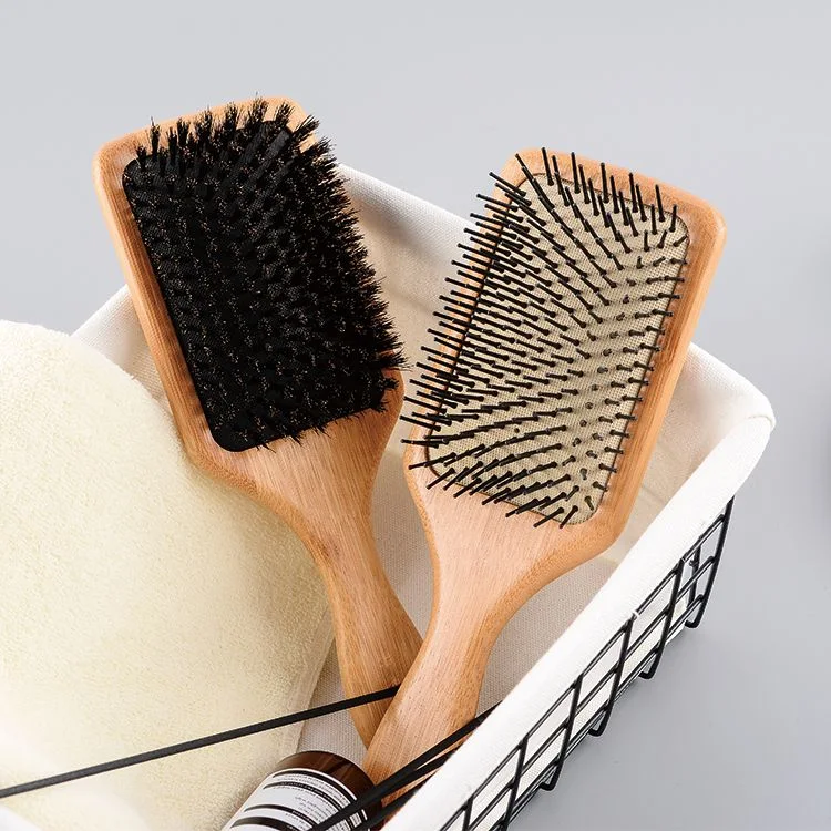 Eco-Friendly Packaging Wood Cushion Massage Brush Custom Paddle Bamboo Hair Brush