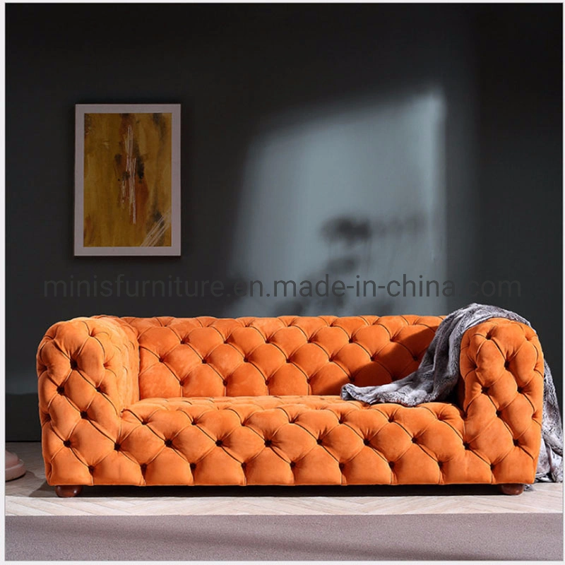 (MN-SF126) Simple Home Furniture Living Room Modern Orange Fabric Leisure Sofa