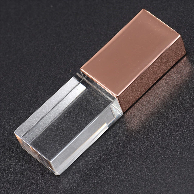 Hot Selling Custom Logo Crystal 4GB 16GB USB 3.0 Pendrive 8GB OEM 3D Logo Carving Crystal USB Logo with LED Light