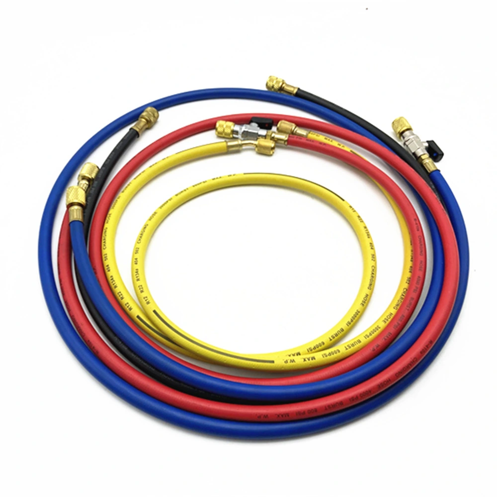 Red, Yellow, Blue, Black Color AC Freon Recharge Hose