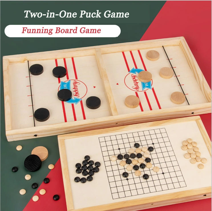 Two-in-One Funning Wooden Table Hockey Wooend Sling Puck Game Parent-Child Interactive