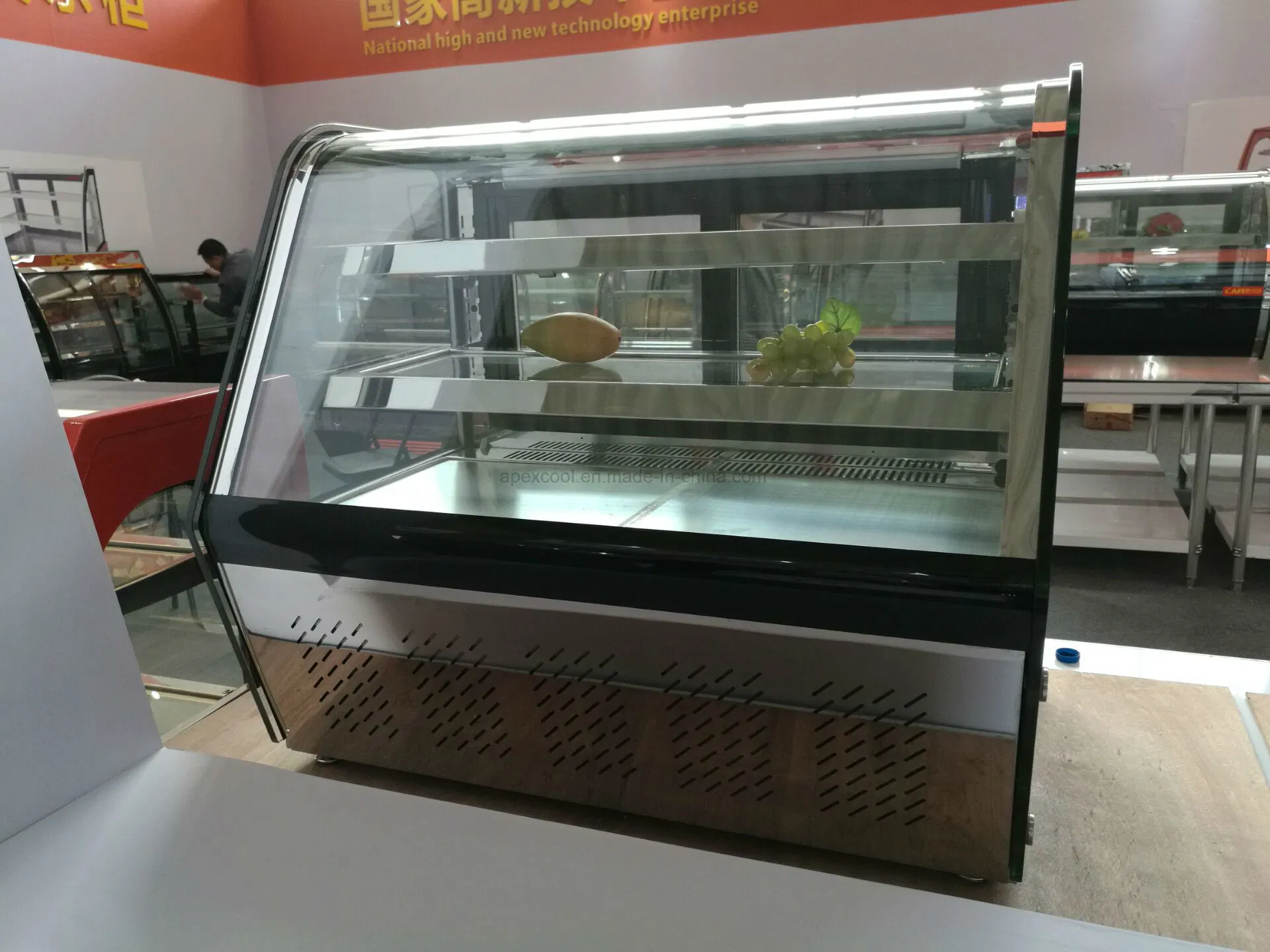 2 Shelf Stainless Steel Cake Display Showcase Pastry Display Cooler Commercial Refrigerator