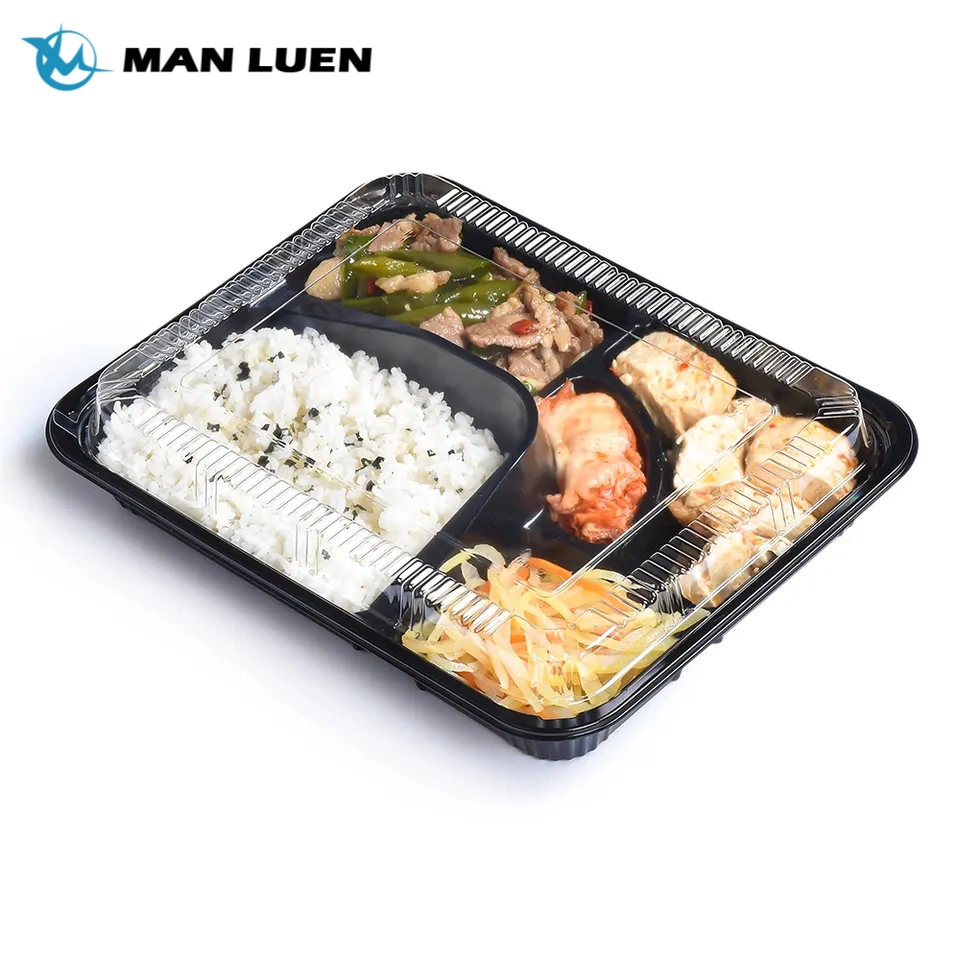 Caja de seguridad microondas disponible en negro para llevar a prueba de fugas de compartimiento de la caja de Bento Box Lunch