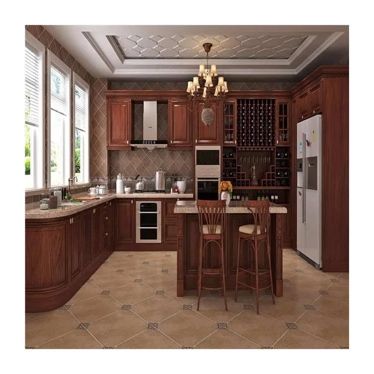 Factory Custom American Luxury Modern Kitchen Cabinets Solid Wood Kitchen