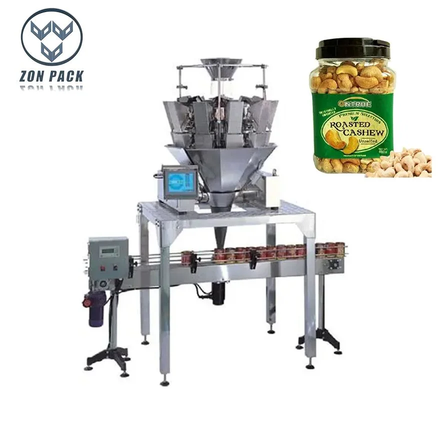 Automatic Bottle Filling Line Cashew Nuts Packing Machine Can Case Jar Filling Capping Machine