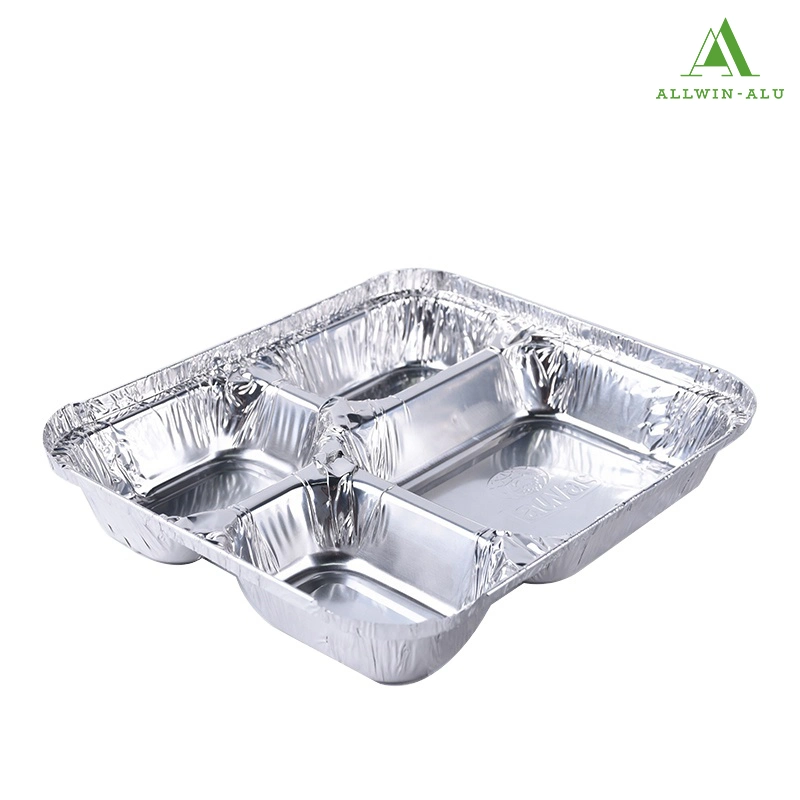 800ml Disposable 4 Compartment Foil Food Container/Tray/Pan/Plate for Fast Food