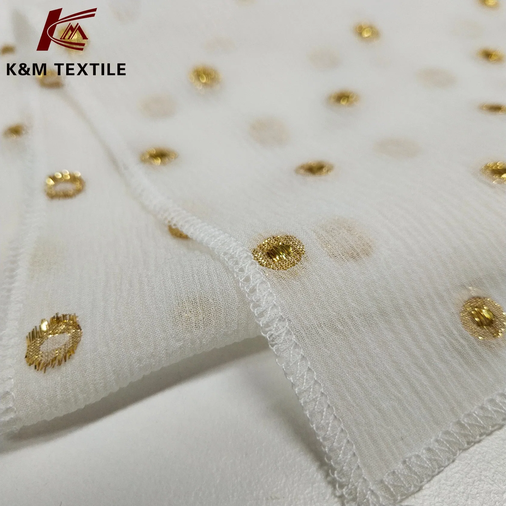 92% Real Silk Gold Leather Polyester Trimmed Oval Shape Filigree Women's Clothing Fabric Customization