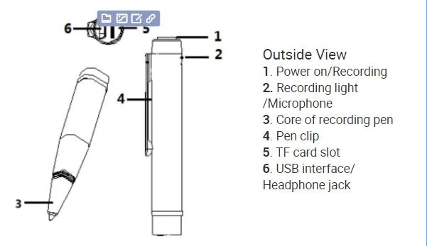 Stylo enregistreur vocal portable haute qualité avec batterie rechargeable