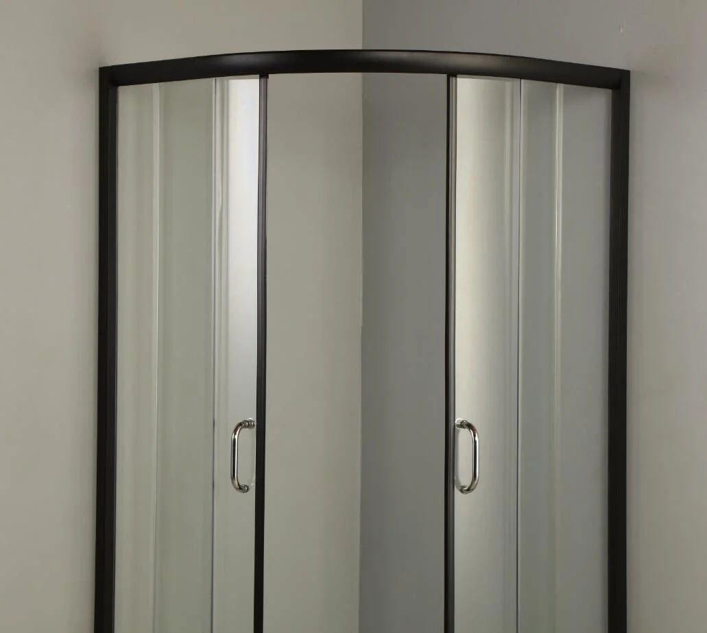 Double Sliding Black Aluminium Profile Framed Shower Box