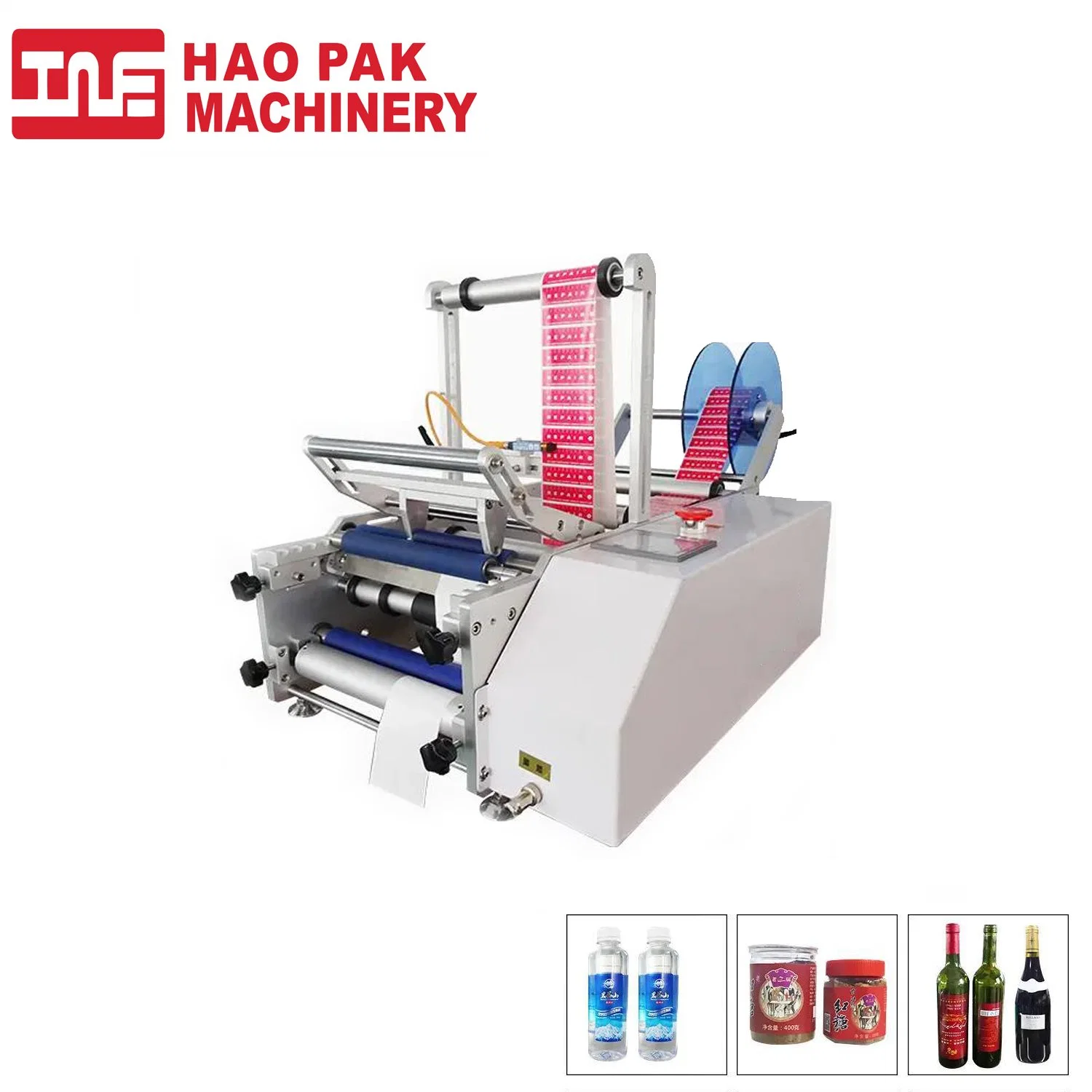 Pet Bottle Cosmetic Labeling Machine Plastic Jar Water Bottle Semi Automatic Label Printing Machine for Tin Can