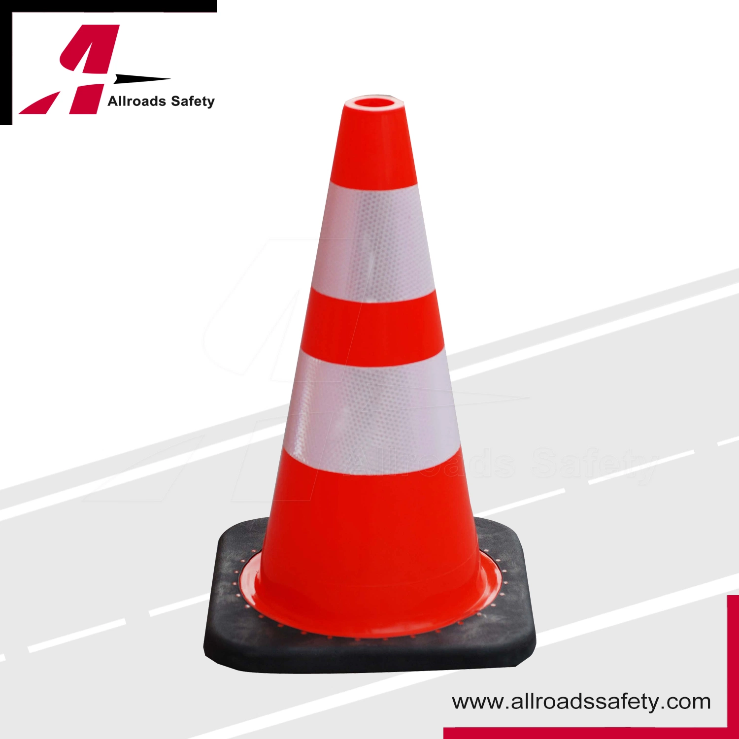 18" Highway Safety PVC Road Barrier Cone with Black Base