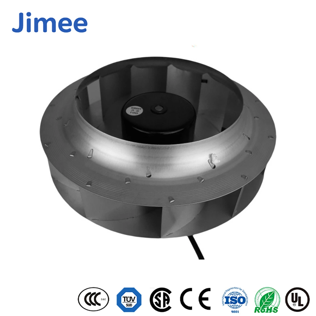 Jimee Motor China Electric Air Vower Manpower Manufacturing Jm250e2b1 2200 (م3/ساعة) مروحة الطرد المركزي تدفق الهواء من EC مروحة الطرد المركزي لـ التهوية بالتبريد