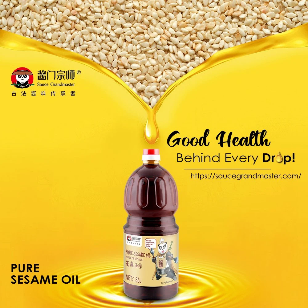 Hot Pressed Edible Oil Manufacturer Seasoning Oil Mason Jar Sauce Grandmaster 500ml Pure Sesame Oil for Supermarkets, Food Industry