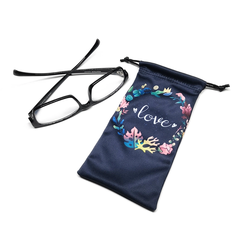 Custom Logo Printed Microfiber Drawstring Eyeglasses Pouch