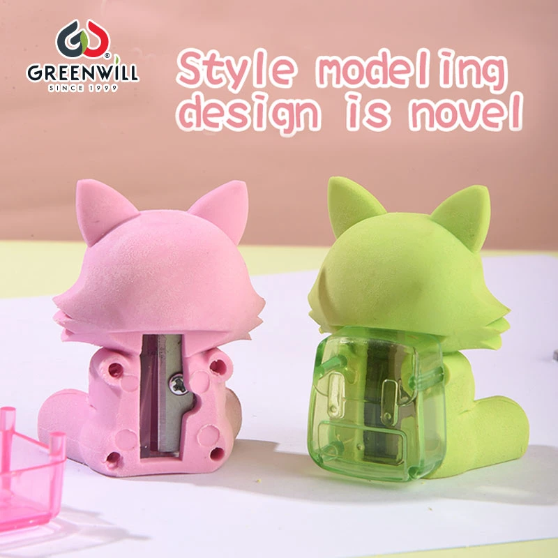 Hotsale Promotion Gift Stationery Fancy Pencil Sharpener 3D Animal Design Cartoon Fox Dog Rabbit Bear Ship Train Eraser with Backpack Sharpener (GW007)