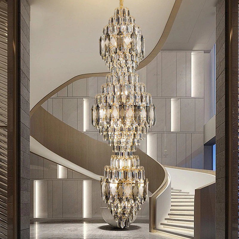 Escalier à vendre moderne de luxe haute qualité cristal grand décoratif Lustre à plafond élevé