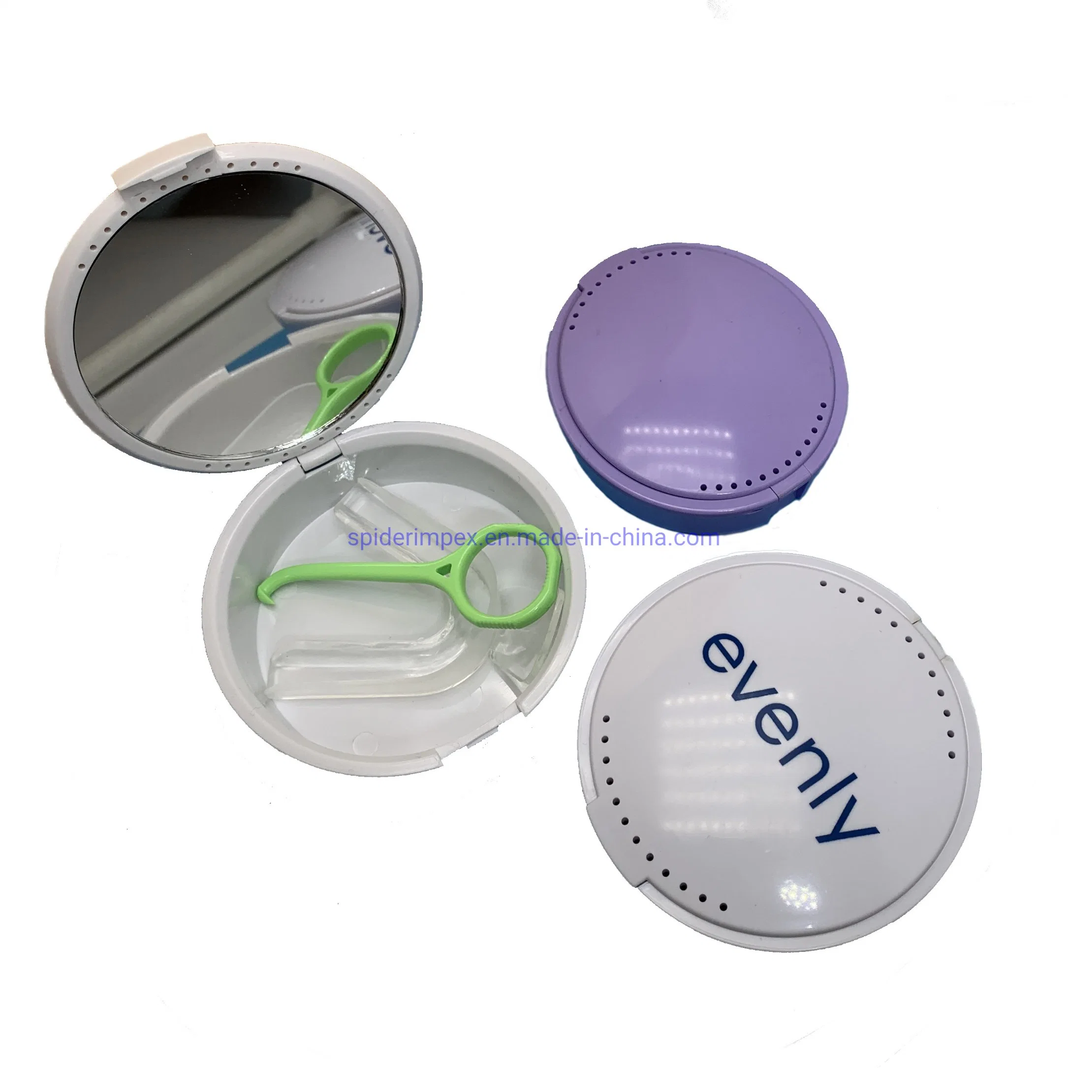 Hot Selling Round Shape Dental Retainer Case with Mirror