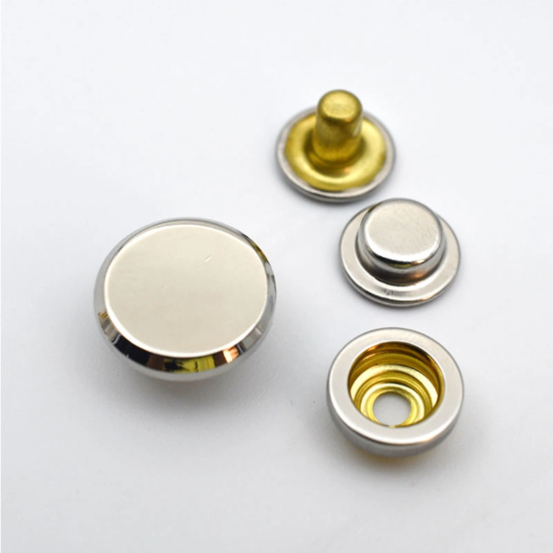 Manufacturer Custom High quality/High cost performance  Gold Color Flat Zinc Alloy Metal Four Part Snap Button for Coat