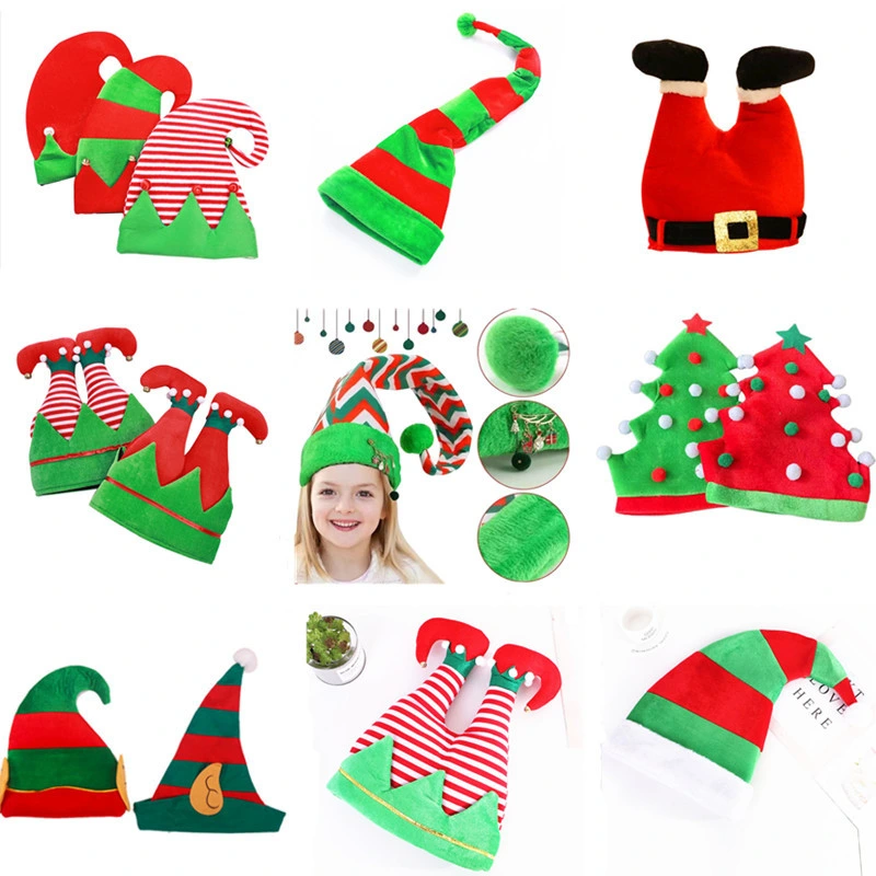 Funny Christmas Tree Shape Beanie Santa Hat for Kids Gifts