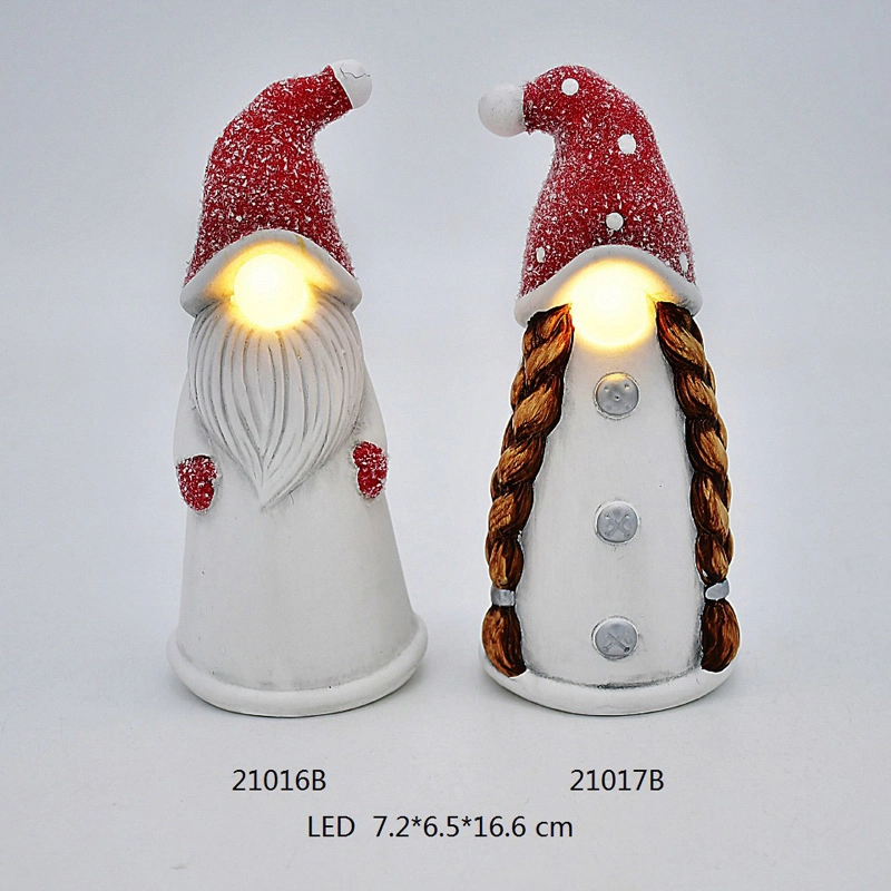 Regalo navideño decorativo, cara de Santa Claus con iluminación LED, decoración de cerámica para el hogar