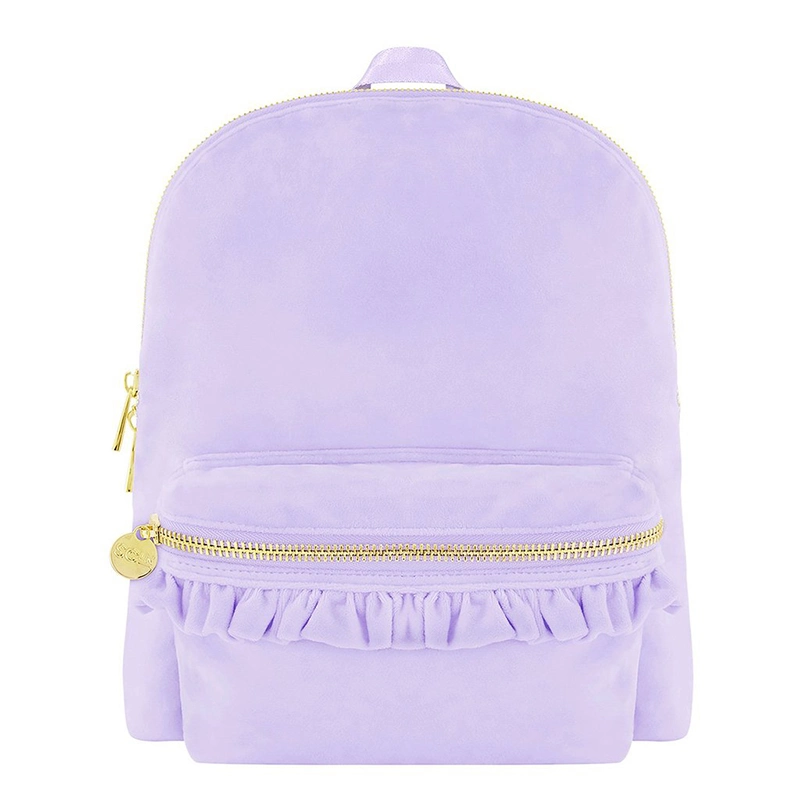 Wholesale/Supplier Candy Color Small School Women Mini Pink Ruffle Velvet Backpack