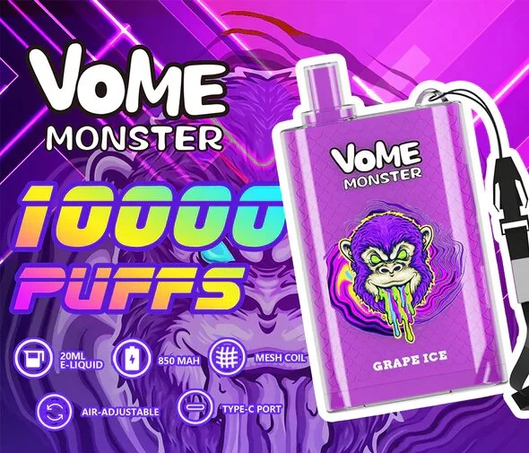 Original monstre Vome 10000 bouffées 20ml remplie au préalable une batterie rechargeable authentique E cigarette Vape jetables de gros de plumes