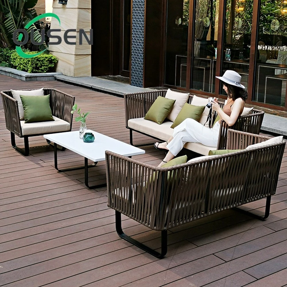 Leisure Simple Garden Furniture Sectional Outdoor Sofa Sale Water Resisted Eco-Friendly Stainless Steel Rustproof Outdoor Sofa