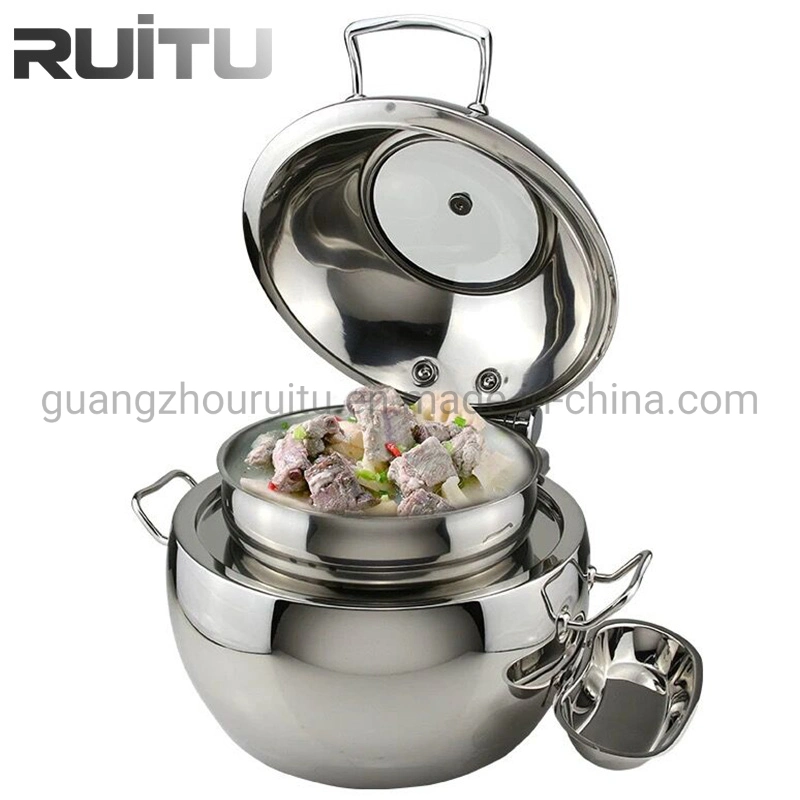 Keep Food Warm Containers Yufeh Kitchenware Equipment Silver 11L Soup Stock Pot Stainless Steel Roll Top Electrical Buffet Soup Warmer Soup Chafing Dish