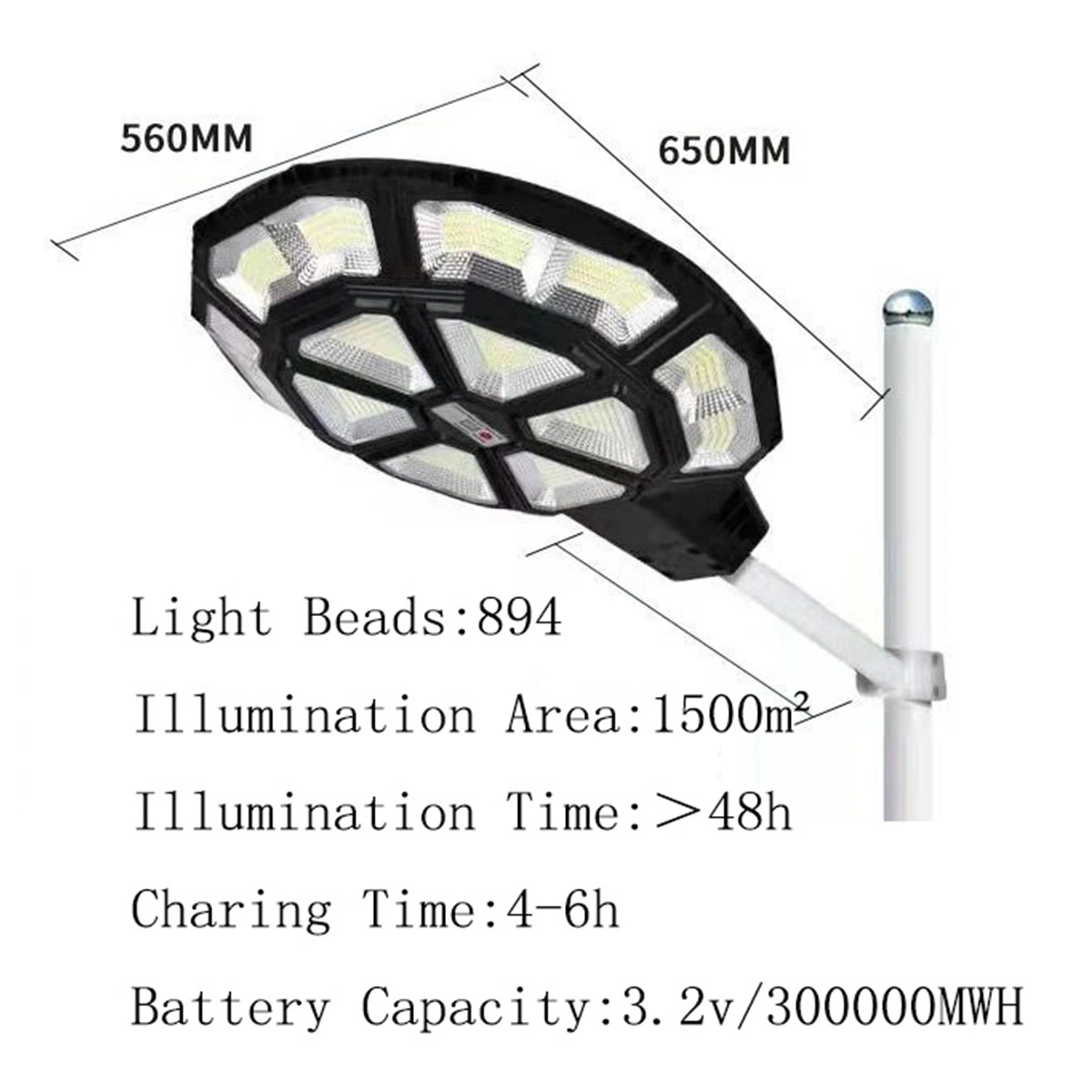 Outdoor High Efficiency Energy Saving Waterproof IP65 LED Solar Street Lamp with Panel