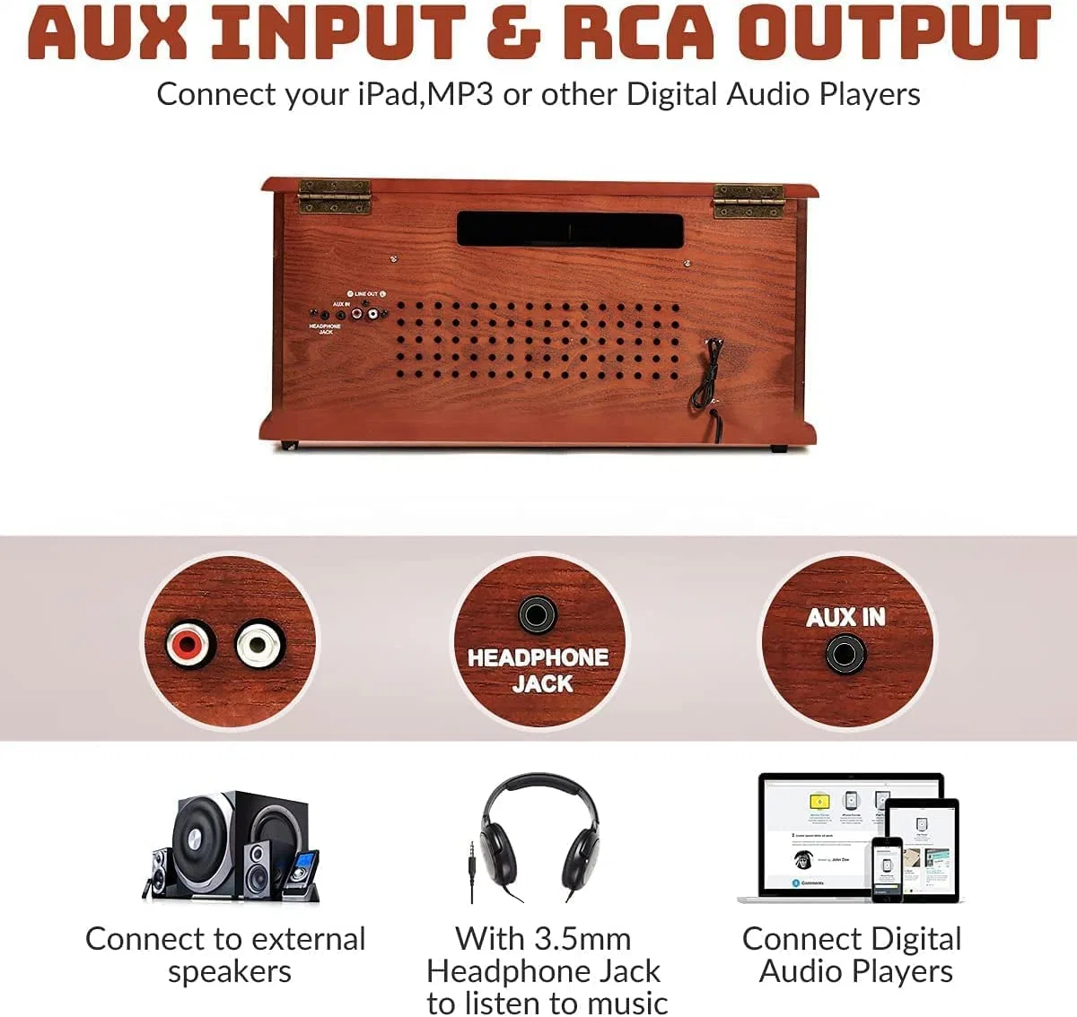 Portable Retro Plattenspieler Vinyl Schallplatte CD-Player Radio