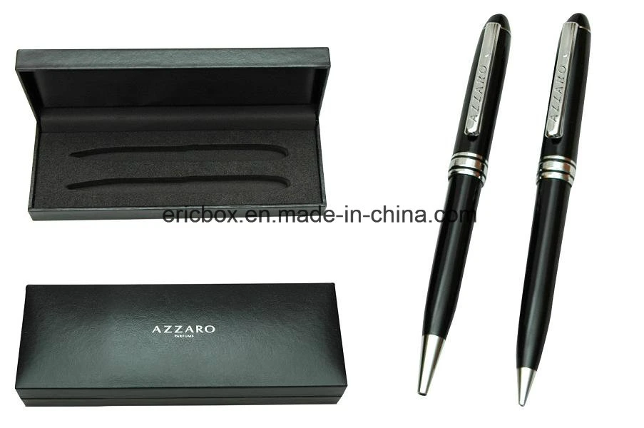 Custom Gift Black Plastic Hinge Pen Pencil Packing Box Case
