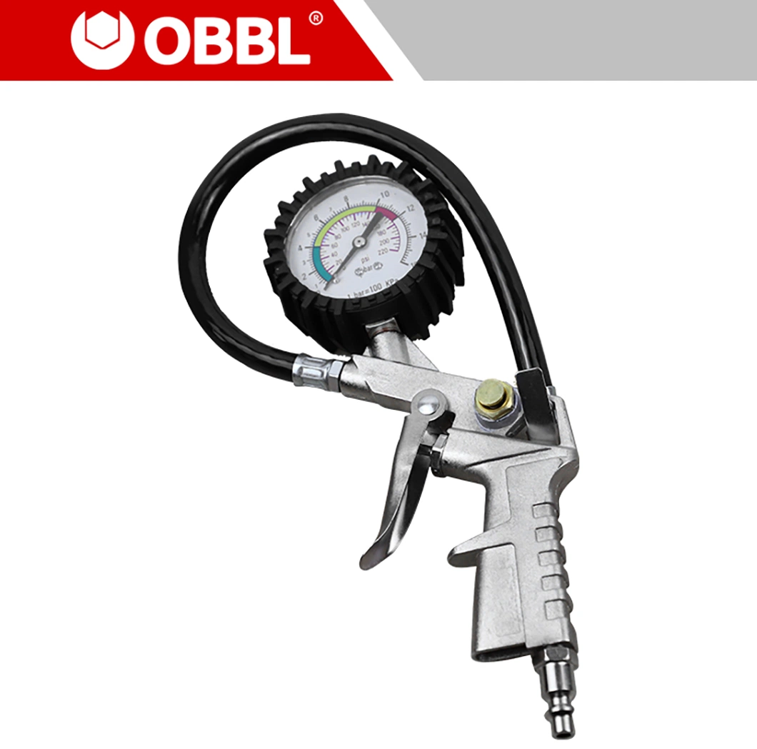 Obbl Reifendruckmesser Reifendruckmesser Auto-Tool mit Schlauch LED-Taschenlampe