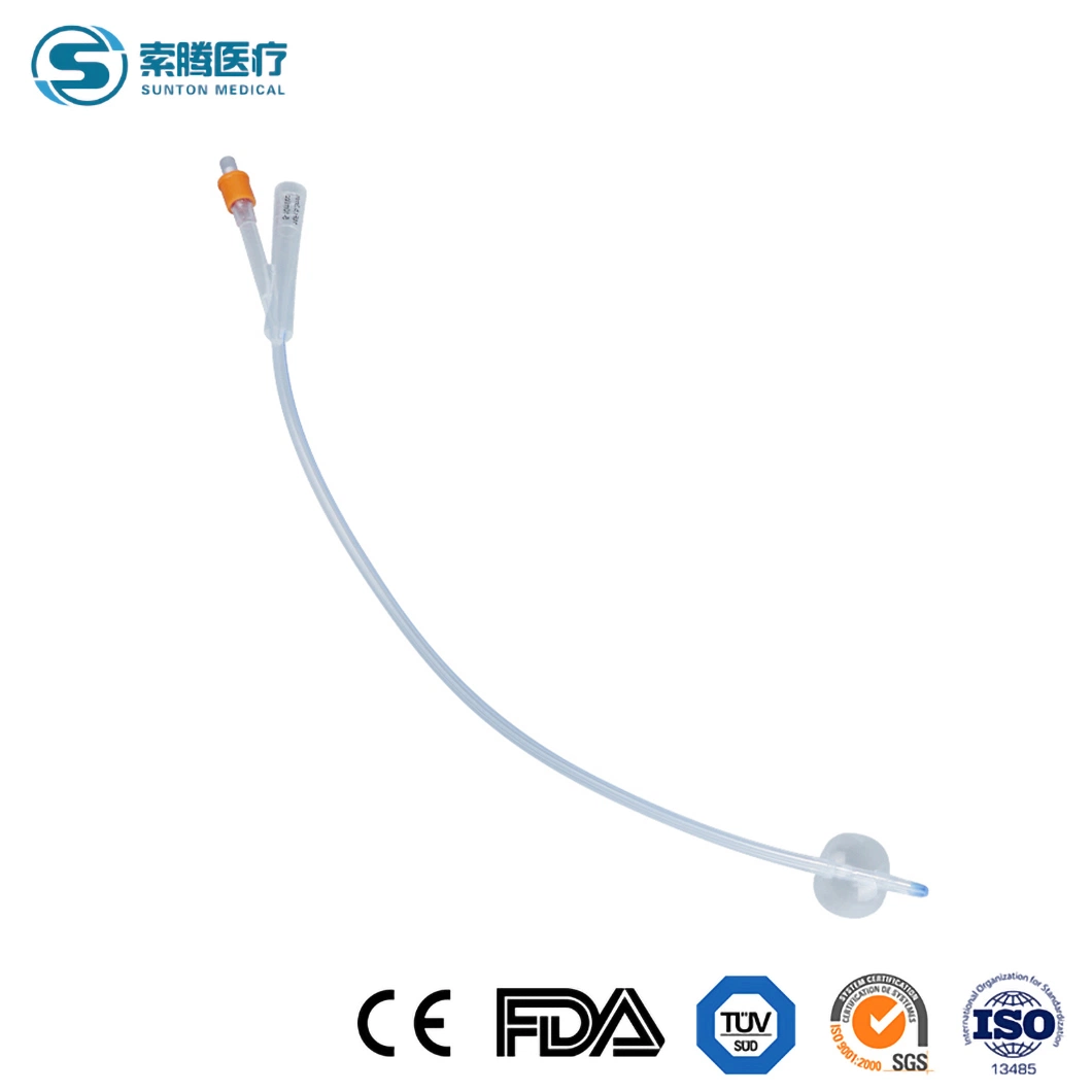 Sunton Chine 6 - 26 fr/CH enduit de silicone de taille 1 voie 2 voie 3 voie Latex Foley cathéter urétral fournisseurs silicone (2 voies 3 voies) permanents une sonde urinaire