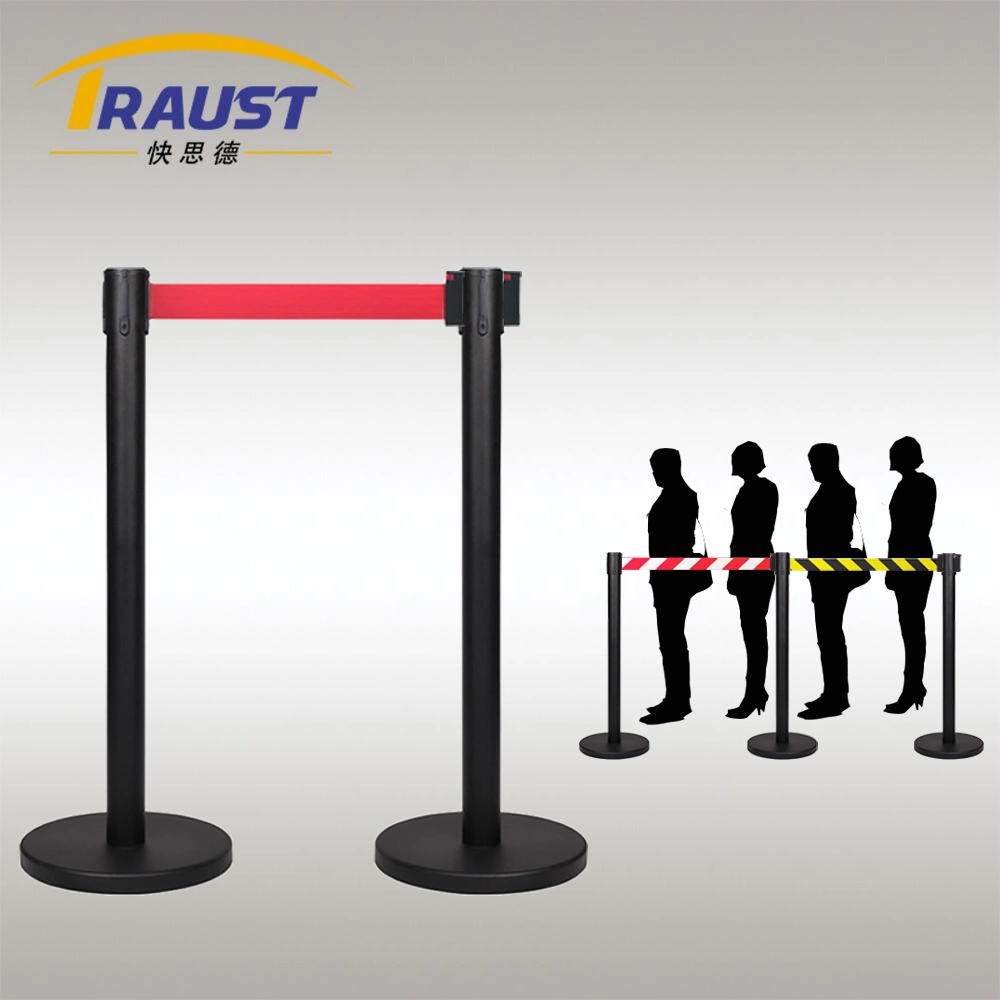 Traust Supplier Airport Crowd Controller Queue Line Tape Retractable Belt Barricade Stand Pole Post Concrete Barrier Stanchion