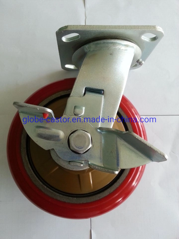 4 Inch - 8inch Swivel Plate PU on Cast Iron Heavy Duty Caster