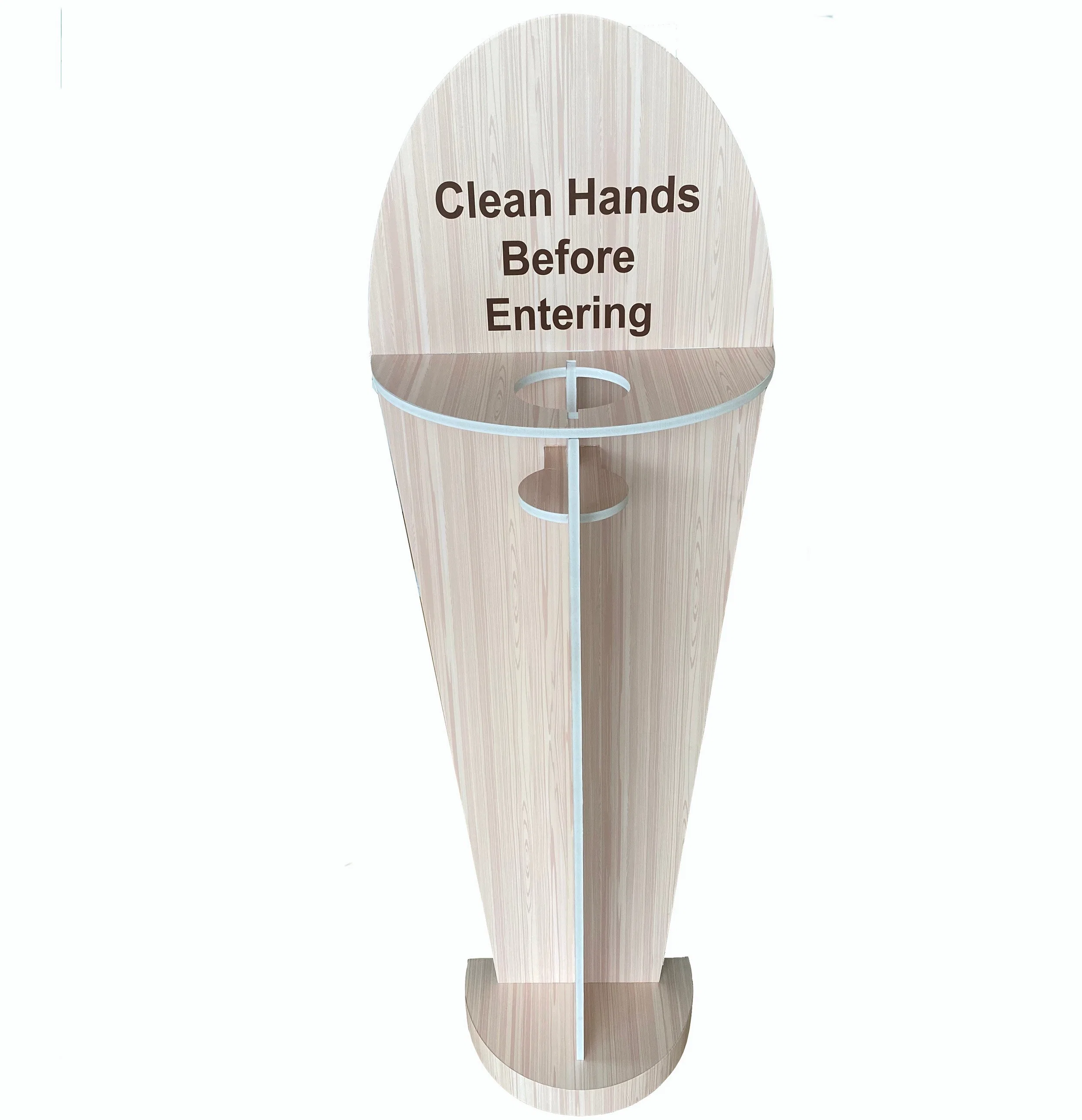 Holzmuster PVC Expansion Sheet Hand Sanitizer Display Stand Klassische Tischmöbel Im Stil