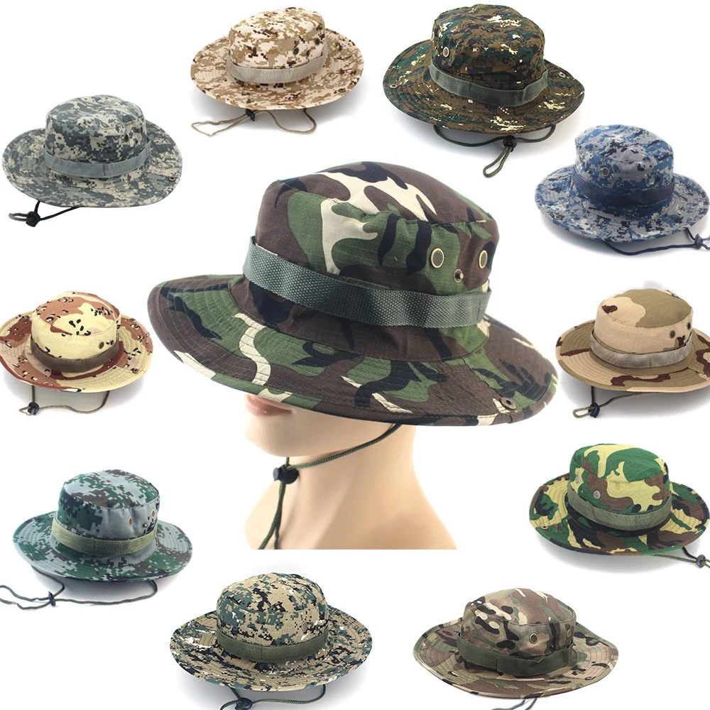 Hombres al por mayor combate Sol táctica caza Woodland Camuflage Bonnie Hat