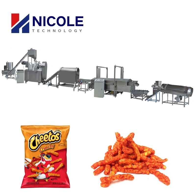 Torcer meriendas de maíz Corn rizos Extruir máquina Kurkure Cheetos producción Línea