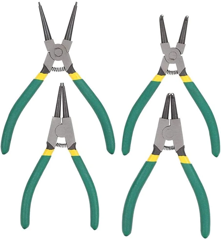 4PCS 7-Inch of Snap-Ring Internal/External Circlip Pliers with Straight/Bent Jaw-for Ring Remover