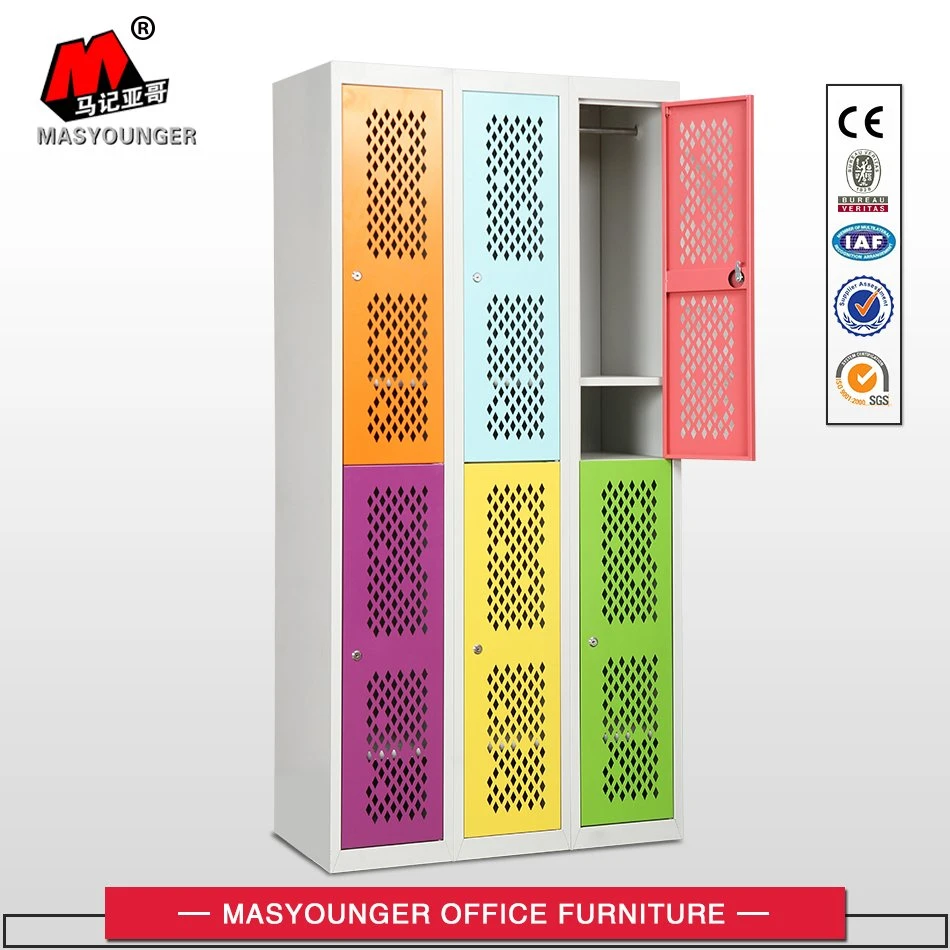 Metal Locker Steel Compact 6 Door Wardrobe Workplace Public Place Storage Clothes Personal Items Locker