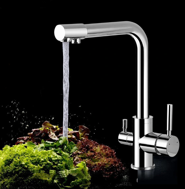 Two-Handle Direct Drinking Three-in-One Copper Kitchen Sink Pure Water Faucet Tap for Sale