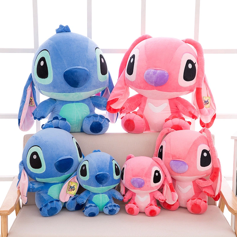 Big Lilo&Stitch Plush Stuffed Doll Cartoon Kawaii Animal Couple Sleeping Pillow