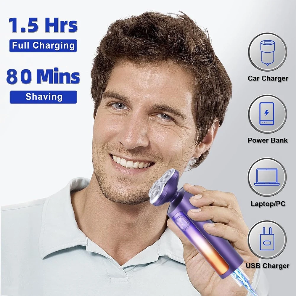 Triple Blade Shavers for Men USB Charging Rotary Rechargeable Electric Shaver
