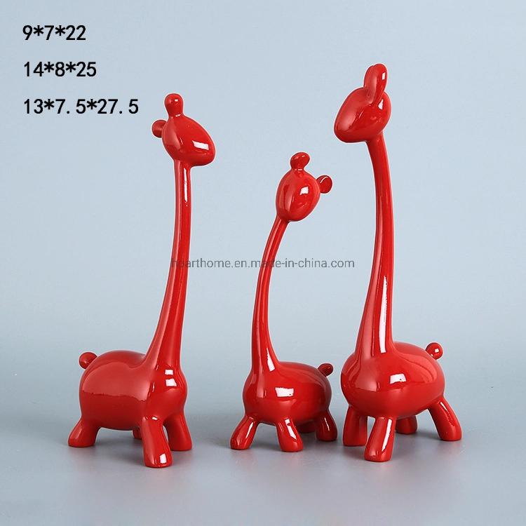 New Cartoon Natural Resin Giraffes Figurines Staues Set of Three