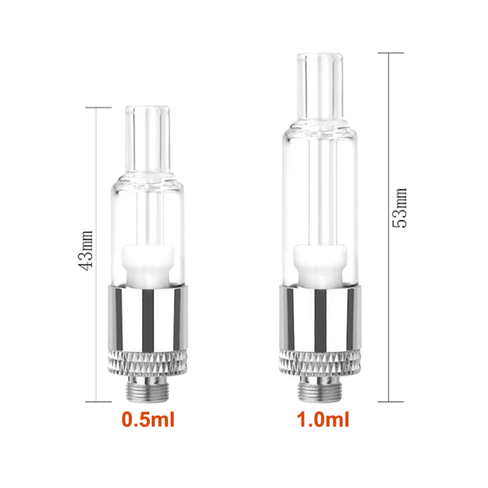 زجاج ملء خرطوشة السيراميك Coil Vape للبيع الساخن 0.5مل 1.0 مل Carts الخاص بتبخير زيت السميك لإعادة تعبئة الجزء السفلي من الزيت 510 قلم Vape الخزان