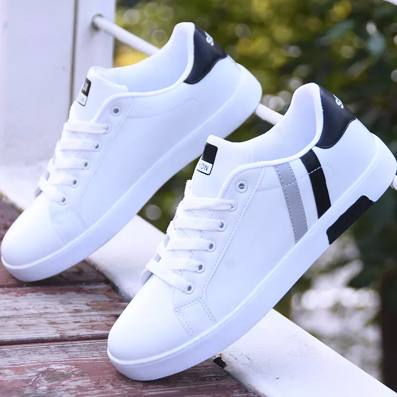 Men Flat Lace-up Comfortable White Shoes Casual Shoes EVA PU Rubber