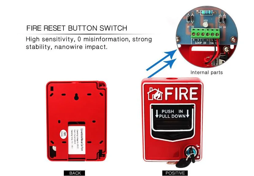 Punto de llamada manual alarma de incendio Syatem Rojo punto de llamada de emergencia