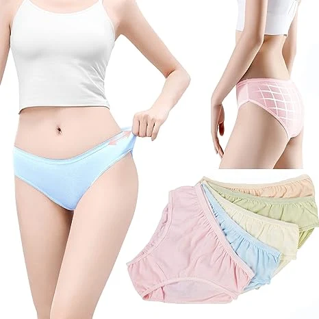 Women&rsquor; S Cotton Disposable Underwear MID Waist Briefs Panties for Travel Hospital Stays Underpants